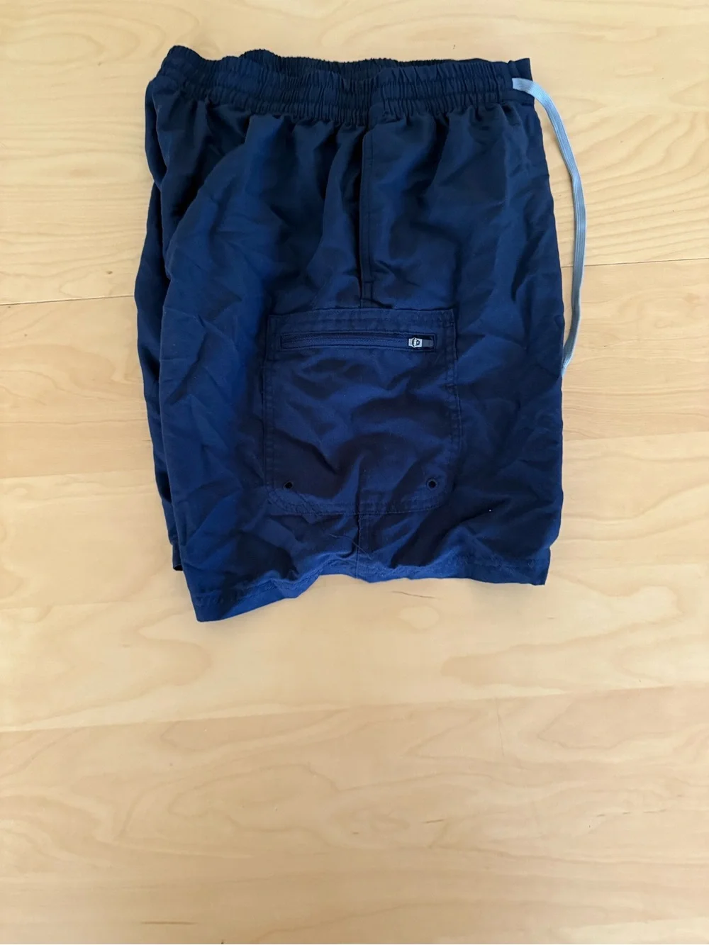 TYR Men's Navy Swim Trunks with Light Blue Drawstring